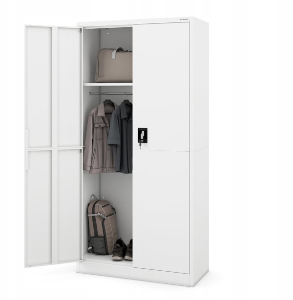 Μεταλλική αποθηκευτική ντουλάπα DAWID 900x1850x400 mm, Smart: λευκή