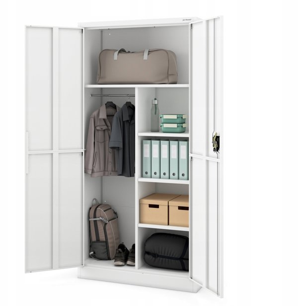 Μεταλλική αποθηκευτική ντουλάπα DAWID 900x1850x400 mm, Smart: λευκή