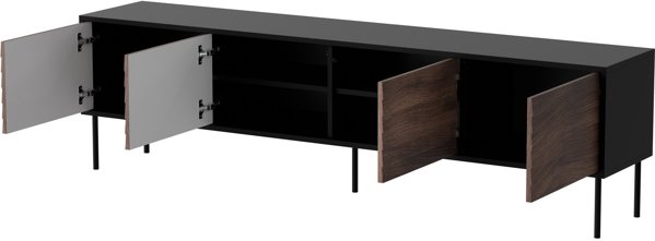 Szafka RTV 4D CORTINA 200x40x55 czarny/orzech