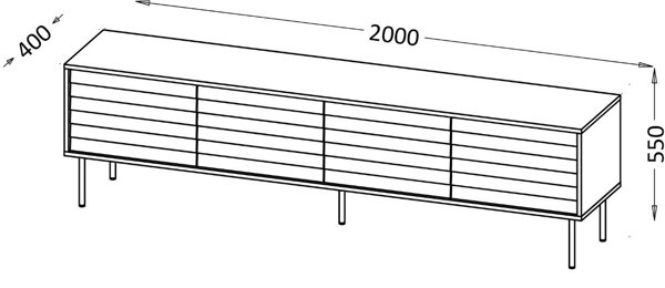 Szafka RTV 4D CORTINA 200x40x55 czarny/orzech