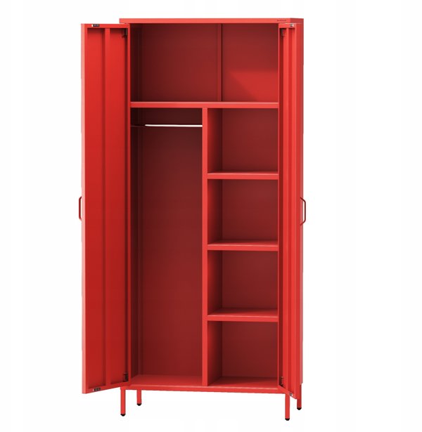 Szafa na ubrania FLAVIO, 800 x 1850 x 450 mm, Modern: czerwona