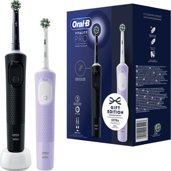 Οδοντόβουρτσα Oral-B Vitality Pro D103 Duo 2 τεμ. Μαύρο/Μωβ