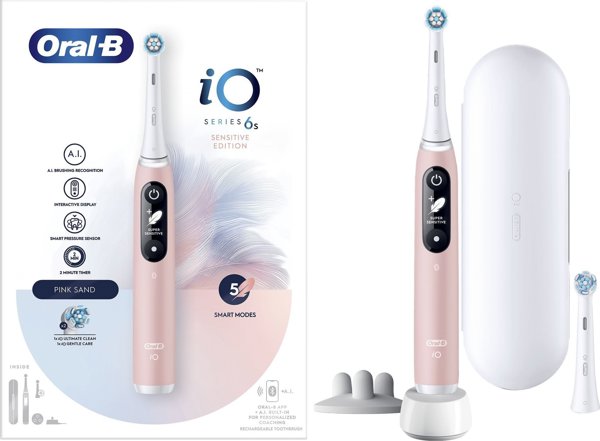 Oral-B iO Series 6 Ηλεκτρική Οδοντόβουρτσα Ροζ με 5 Προγράμματα Βουρτσίσματος & 2 Κεφαλές