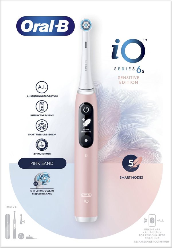 Oral-B iO Series 6 Ηλεκτρική Οδοντόβουρτσα Ροζ με 5 Προγράμματα Βουρτσίσματος & 2 Κεφαλές