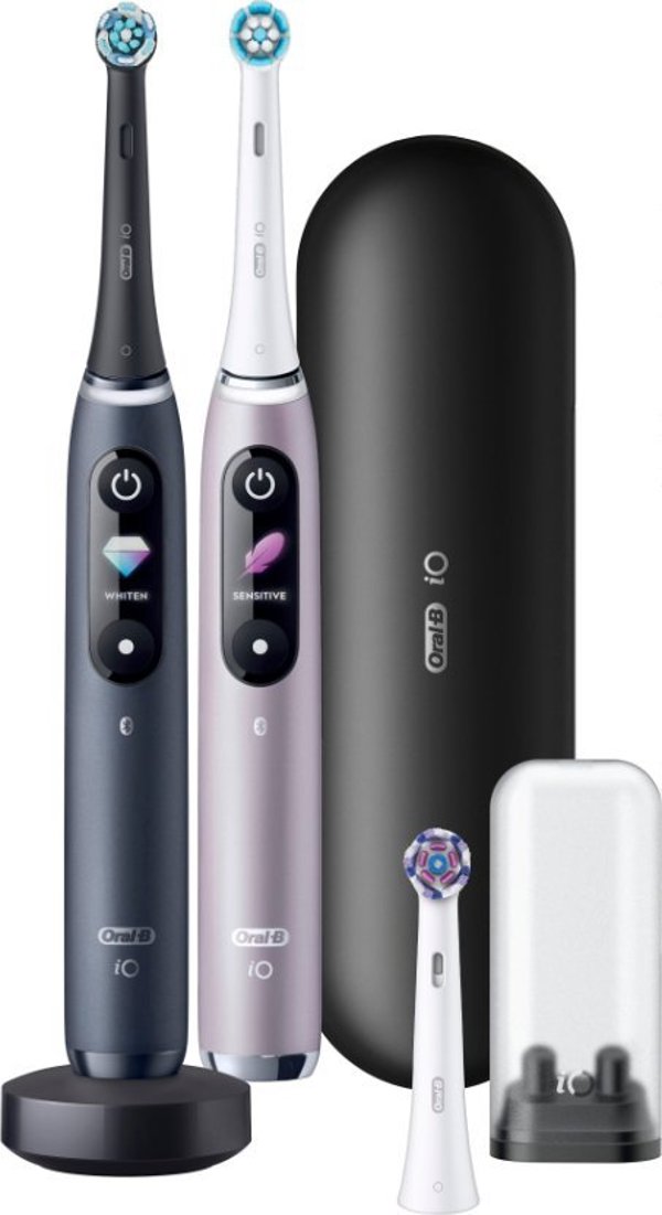 Oral-B iO Series 9 Ηλεκτρική Οδοντόβουρτσα Duo Pack, Μαύρο Όνυχα & Ροζ Χαλαζίας, 2 Τεμάχια