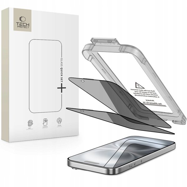 Tech-Protect Γυαλί Προστασίας Privacy Quick Set Spy+ για Apple iPhone 15 / 16, 2 Τεμάχια