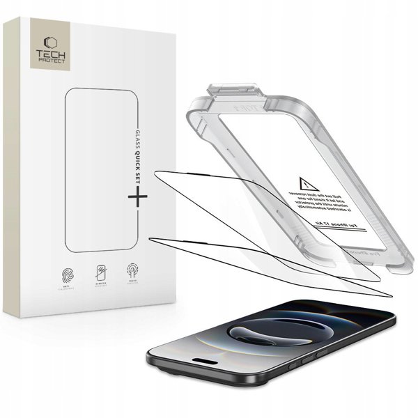 Tech-Protect Tempered Glass Quick Set+ για iPhone 17 Air, Μαύρο, 2 Τεμάχια