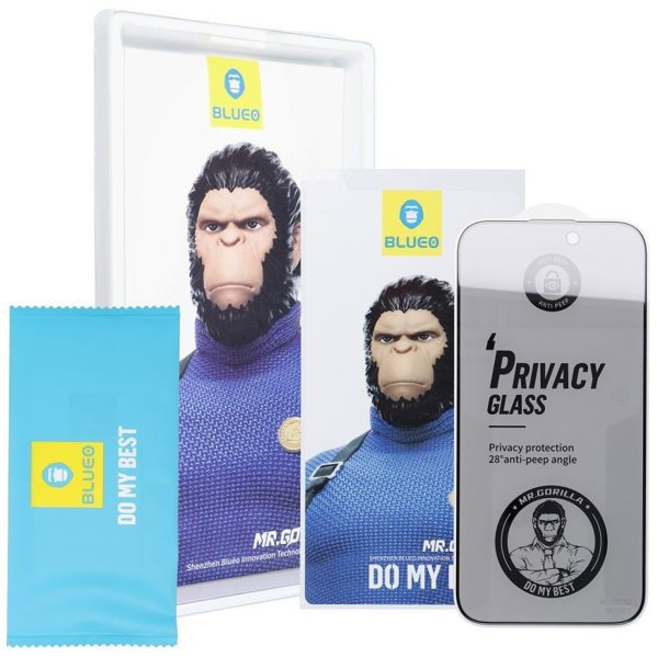 Blueo Tempered Glass 5D για Apple iPhone 15 Pro Max - Privacy Screen Protector Μαύρο