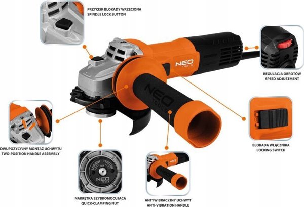 Γωνιακός τροχός Neo Γωνιακός τροχός 1000W, 125 mm