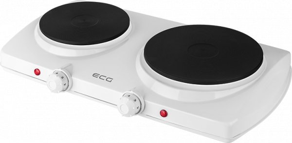 Ηλεκτρική εστία επιτραπέζια ECG EV 2512 White, λευκό χρώμα, 2 καυστήρες.
