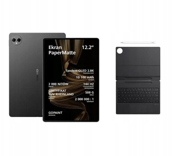 Huawei MatePad Pro 12.2" 12/512GB PaperMatte Μαύρο + Πληκτρολόγιο + Στυλό