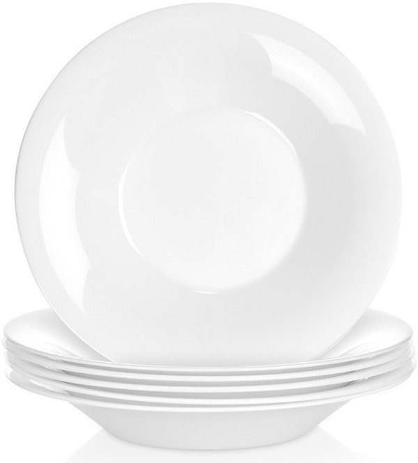 Vilde Βαθιά Γυάλινα Πιάτα Δείπνου, Λευκά, 21.5 cm, 400 ml, 6 Τεμάχια