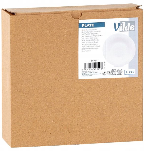 Vilde Βαθιά Γυάλινα Πιάτα Δείπνου, Λευκά, 21.5 cm, 400 ml, 6 Τεμάχια