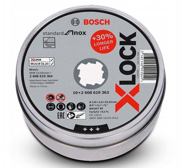 Bosch Δίσκος Κοπής Inox X-LOCK Standard για Γωνιακό Τροχό