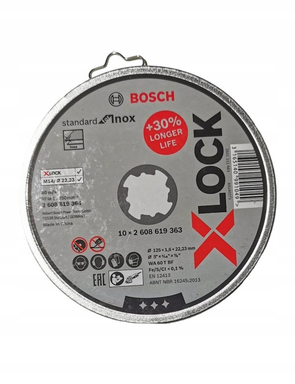 Bosch Δίσκος Κοπής Inox X-LOCK Standard για Γωνιακό Τροχό