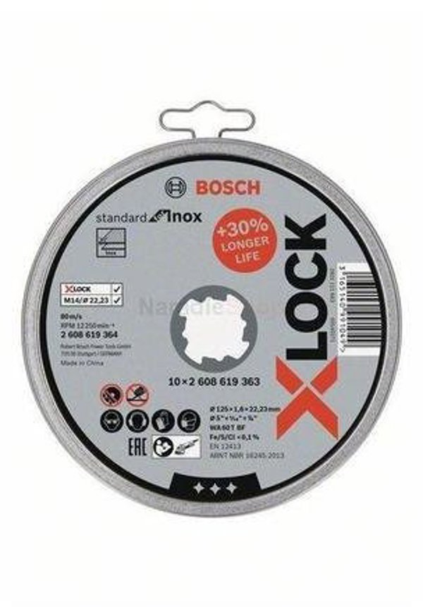Bosch Δίσκος Κοπής Inox X-LOCK Standard για Γωνιακό Τροχό