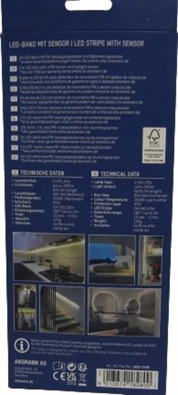 Ταινία LED Ansmann Ansmann LED-Band με Αισθητήρα 2m 60 LEDs θερμό-λευκό 1600-0436