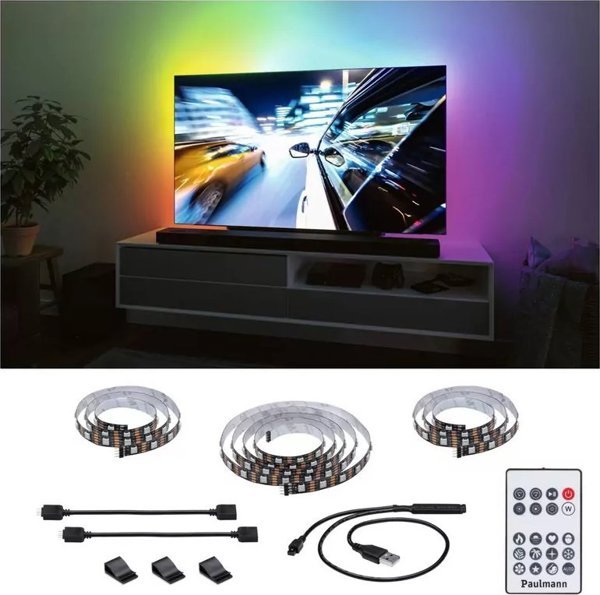 Paulmann LED Ταινία για Τηλεόραση 65 ιντσών, RGB Dynamic Rainbow, 4W, USB, με Τηλεχειριστήριο, Μαύρο