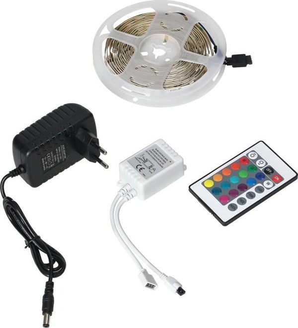 Ταινία LED Orno Σετ ταινία LED 12V 30L/m 100lm/m 7.2W/m IP20 RGB 3m + Ελεγκτής RGB + Τροφοδοτικό 12V