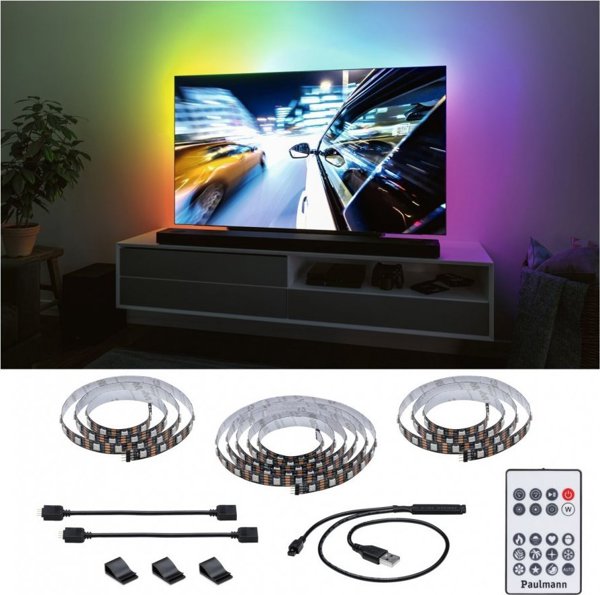 Ταινία LED Paulmann Σετ ταινία LED TV 75 ιντσών USB + τηλεχειριστήριο Dynamic Rainbow RGB 5W 5V μαύρο