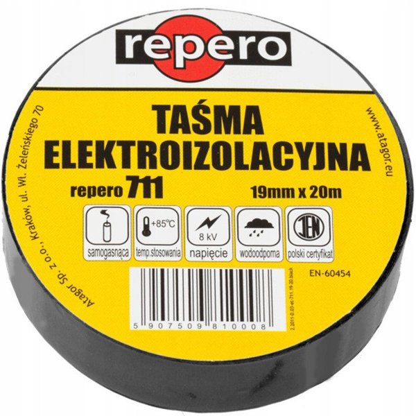 Μονωτική Ταινία REPERO 711E Μαύρη 15mmx10m