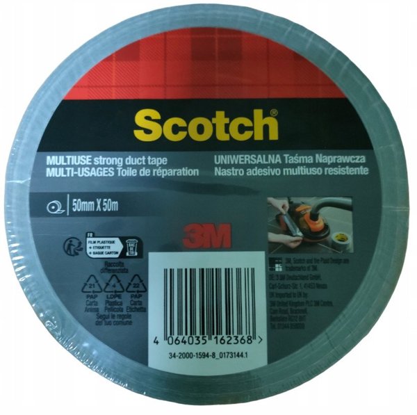 Ταινία Επισκευής Scotch, Υφασμάτινη, 50mm x 50m, Ασημί, 1 Ρολό