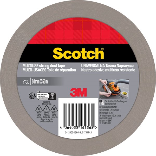 Ταινία Επισκευής Scotch, Υφασμάτινη, 50mm x 50m, Ασημί, 1 Ρολό