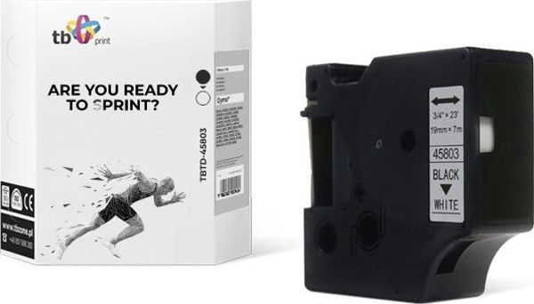 TB Print Ταινία TBTD-45803 για DYMO, Μαύρο σε Λευκό, 19mm x 7m