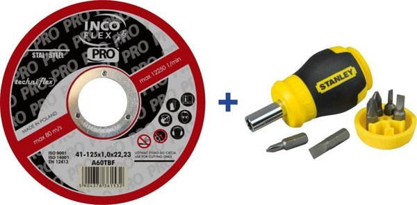 Techniflex Σετ 100 Δίσκοι Κοπής T1A 125x1.0x22mm & Δώρο Κατσαβίδι Stanley
