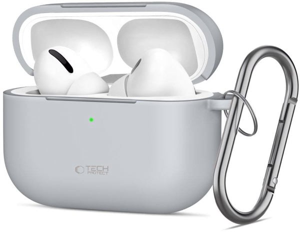 Tech-Protect Θήκη Σιλικόνης με Γάντζο για Apple AirPods Pro 3 - Crayon Γκρι