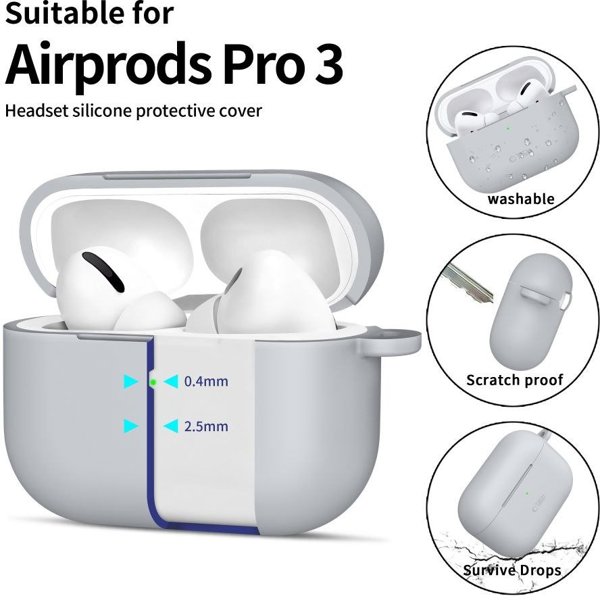 Tech-Protect Θήκη Σιλικόνης με Γάντζο για Apple AirPods Pro 3 - Crayon Γκρι