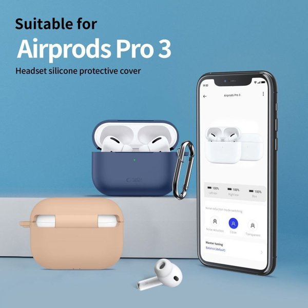 Tech-Protect Θήκη Σιλικόνης με Γάντζο για Apple AirPods Pro 3 - Crayon Γκρι