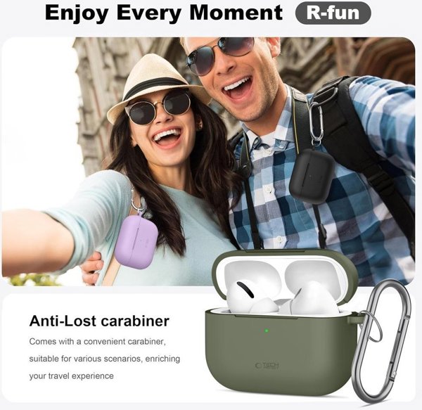 Tech-Protect Θήκη Σιλικόνης με Γάντζο για Apple AirPods Pro 3 - Crayon Γκρι