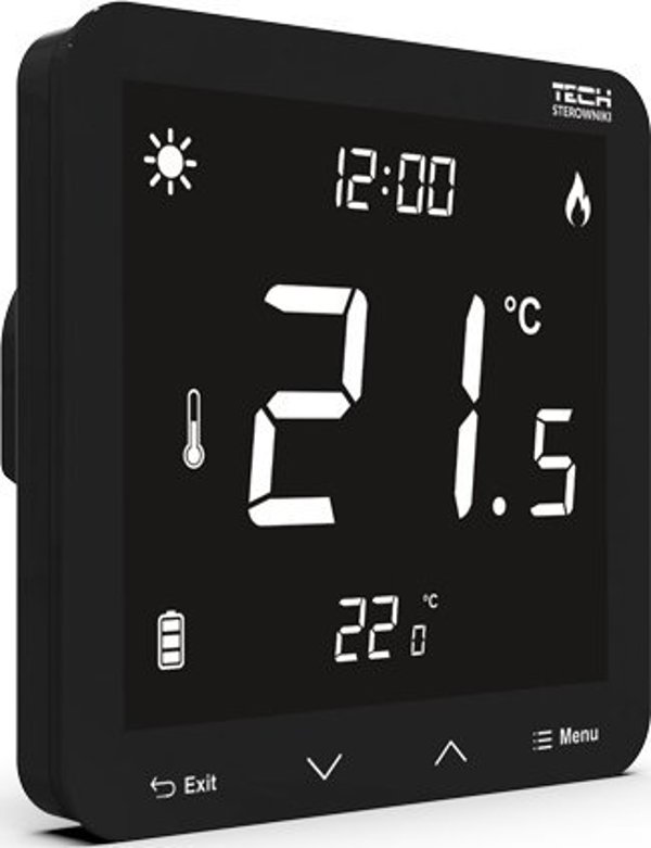 Tech Ελεγκτής ST-297V3 δωματίου διπολικός εντοιχισμένος (3 mm γυαλί) μαύρος