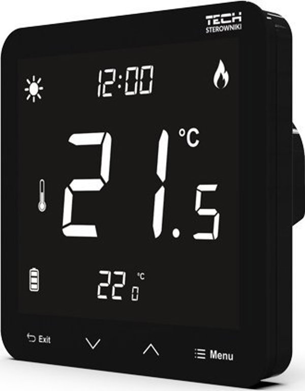 Tech Ελεγκτής ST-297V3 δωματίου διπολικός εντοιχισμένος (3 mm γυαλί) μαύρος