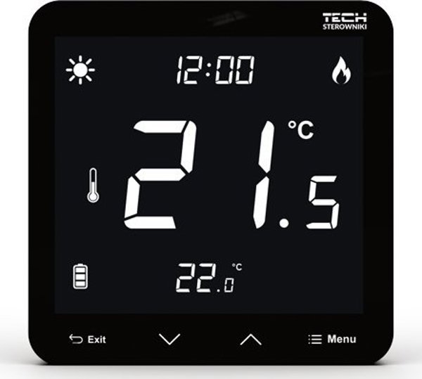 Tech Ελεγκτής ST-297V3 δωματίου διπολικός εντοιχισμένος (3 mm γυαλί) μαύρος