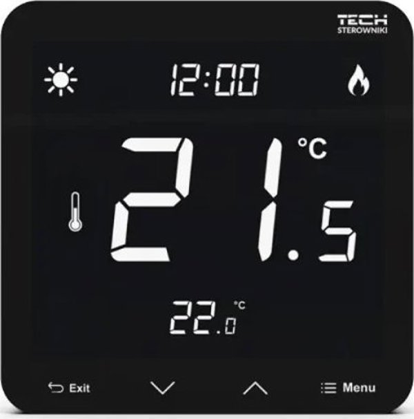 Tech Ελεγκτής ST-297V3 δωματίου διπολικός εντοιχισμένος (3 mm γυαλί) μαύρος