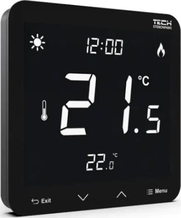 Tech Ελεγκτής ST-297V3 δωματίου διπολικός εντοιχισμένος (3 mm γυαλί) μαύρος