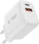 Φορτιστής Δικτύου Tech-Protect NCA20 20W PD / QC3.0, 2 Θυρών με Καλώδιο Type-C, Λευκό