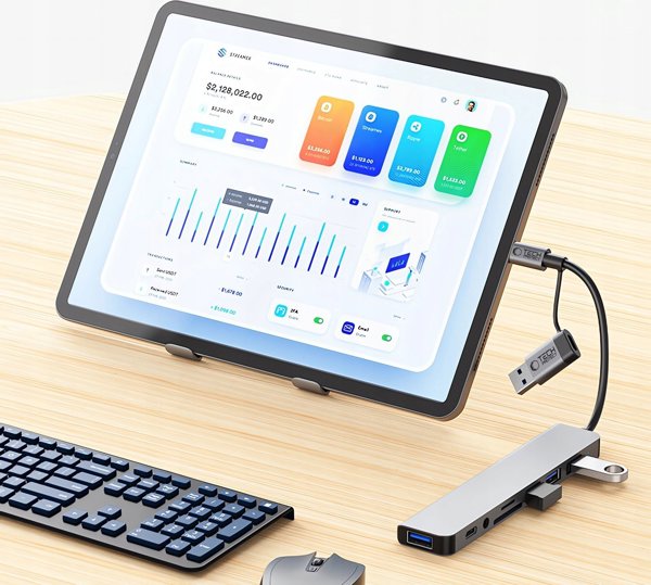 Προσαρμογέας HUB TECH-PROTECT HB06 9IN1 TYPE-C + USB2.0 + USB3.0 + SD/TF + AV3.5 SPACE GREY