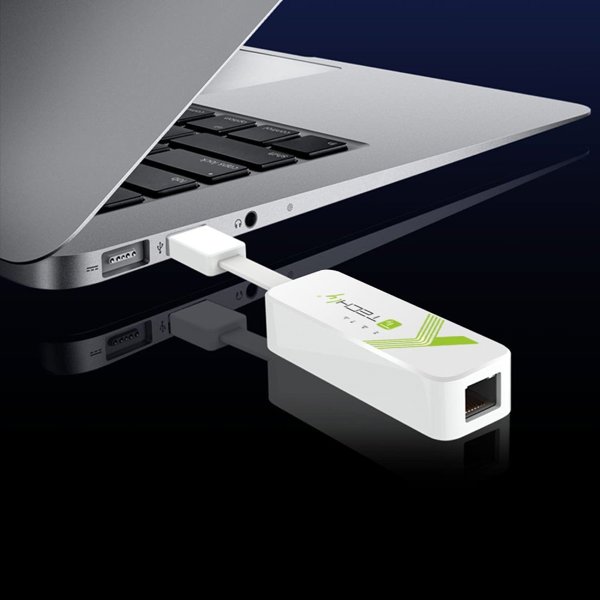 Προσαρμογέας TECHLY USB3.0 RJ45 Weiss USB Stecker Typ A am Kabel auf RJ45 Netzgeschwindigkeit 10/100/1000 MBit/s