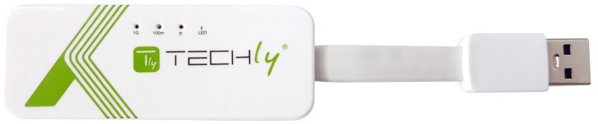 Προσαρμογέας TECHLY USB3.0 RJ45 Weiss USB Stecker Typ A am Kabel auf RJ45 Netzgeschwindigkeit 10/100/1000 MBit/s