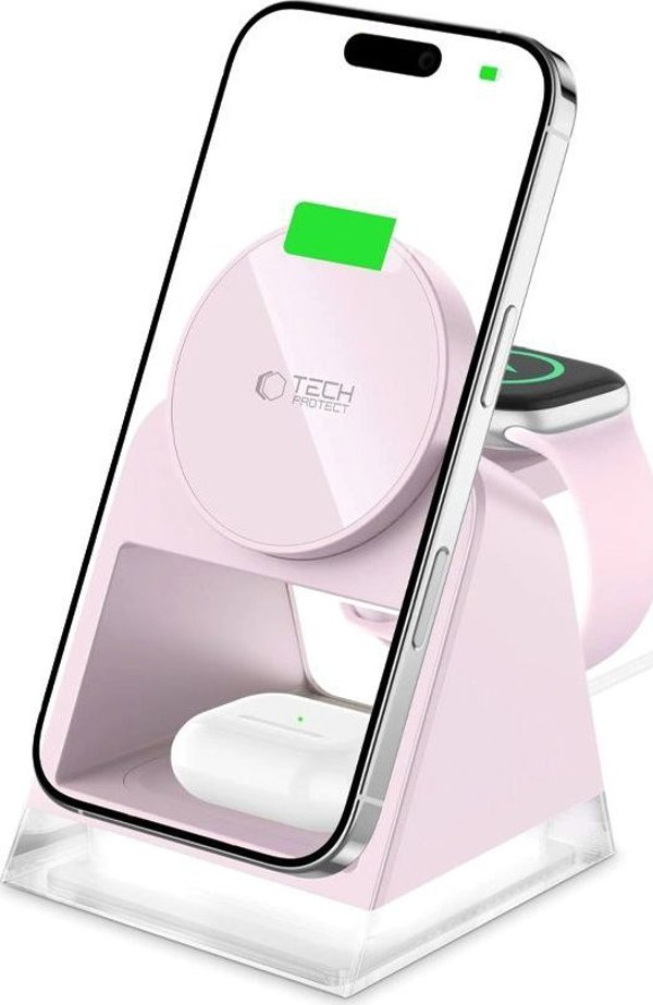 TECH-PROTECT QI15W-A43 3IN1 MAGNETIC MAGSAFE WIRELESS CHARGER BABY PINK