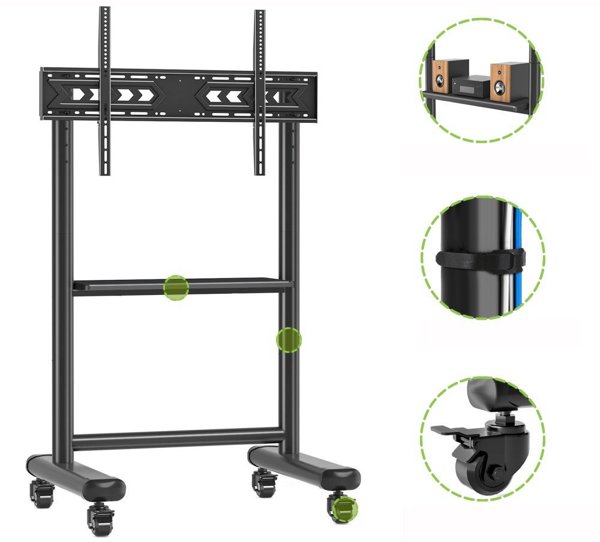 Κινητή βάση τηλεόρασης 60-86” έως 68kg με ρυθμιζόμενο ράφι AV