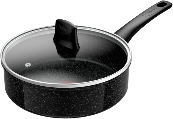 Τηγάνι Tefal Intens'Ceram με γυάλινο καπάκι 24 cm/3.2 L, μαύρο