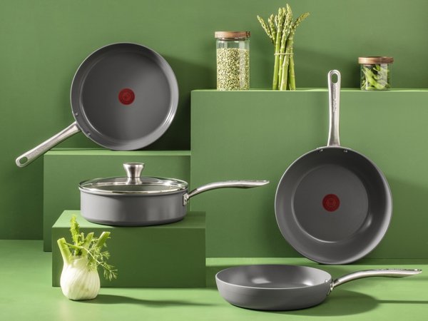 Tefal Renew+ C4240253, Στρογγυλό, Πολυχρηστικό τηγάνι, Γκρι, Κεραμικό, Αλουμίνιο, 1.27 L