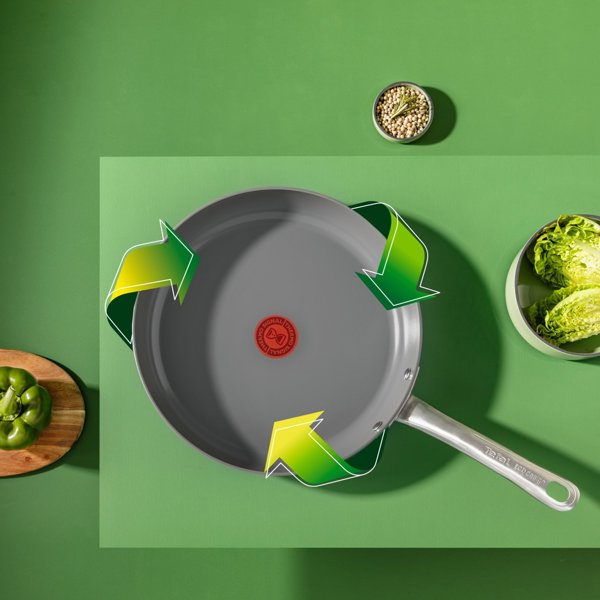 Tefal Renew+ C4240253, Στρογγυλό, Πολυχρηστικό τηγάνι, Γκρι, Κεραμικό, Αλουμίνιο, 1.27 L