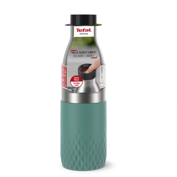 Tefal Bludrop Sleeve drinking bottle, 0.7 L, green/steel