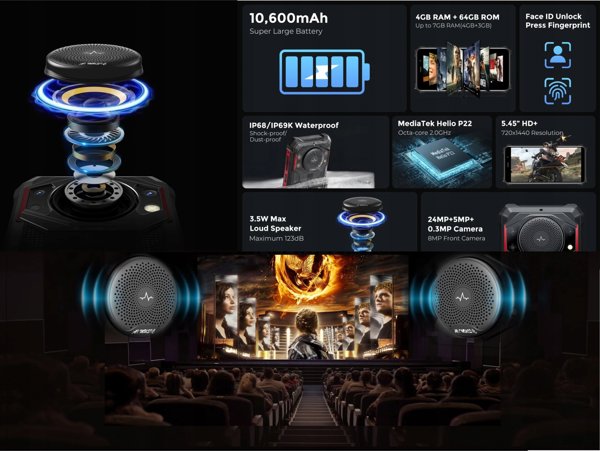 Κινητό τηλέφωνο FOSSiBOT Fossibot F101 P - Ανθεκτικό τηλέφωνο Μαύρο