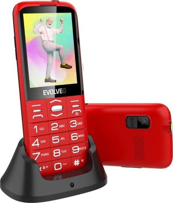 Κινητό τηλέφωνο Evolveo EVOLVEO EasyPhone XO, κινητό τηλέφωνο για ηλικιωμένους με βάση φόρτισης, κόκκινο